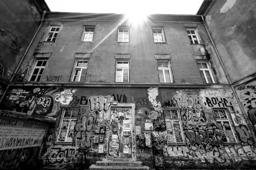 Art Nouveau facade on a Ljubljana street art walk, Slovenia